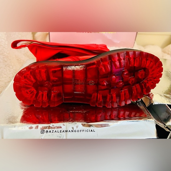 NIB Dolls Kill Azalea Wang Euro Thigh High Boots Surgplatform in Red - Picture 16 of 16